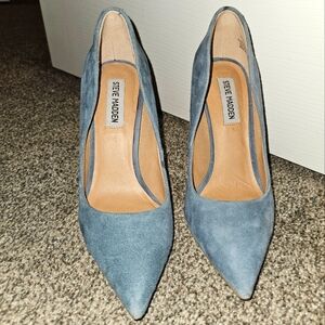 Steven Madden Daisie Denim Blue Suede Heels
